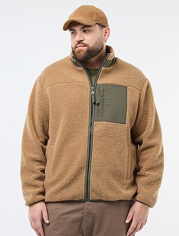 Sweat efeito borreguito com fecho bicolore