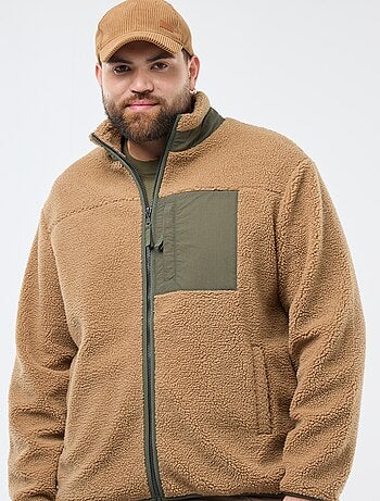 Sweat efeito borreguito com fecho bicolore