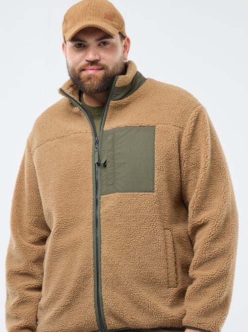 Sweat efeito carneirinho com zíper bicolor - Kiabi