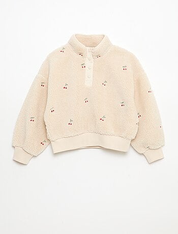 Sweat efeito lã de ovelha com bordado