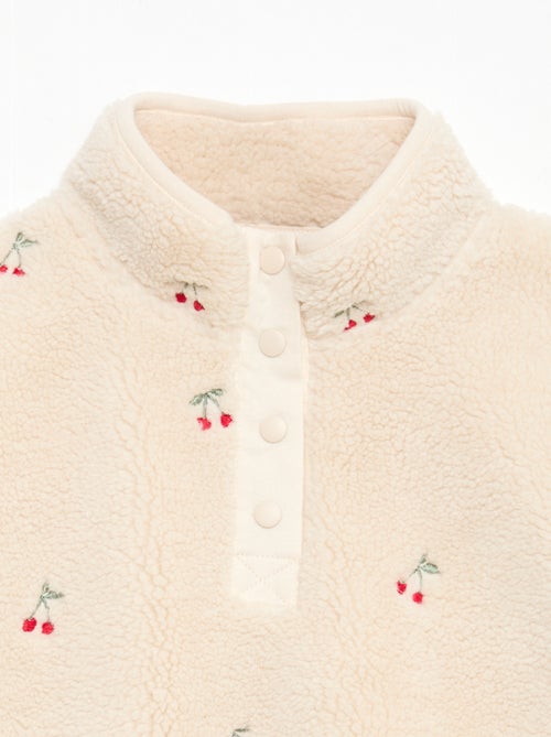 Sweat efeito lã de carneiro com bordado - Kiabi