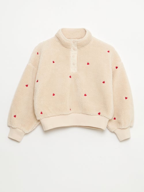 Sweat efeito lã de ovelha com bordado - Kiabi