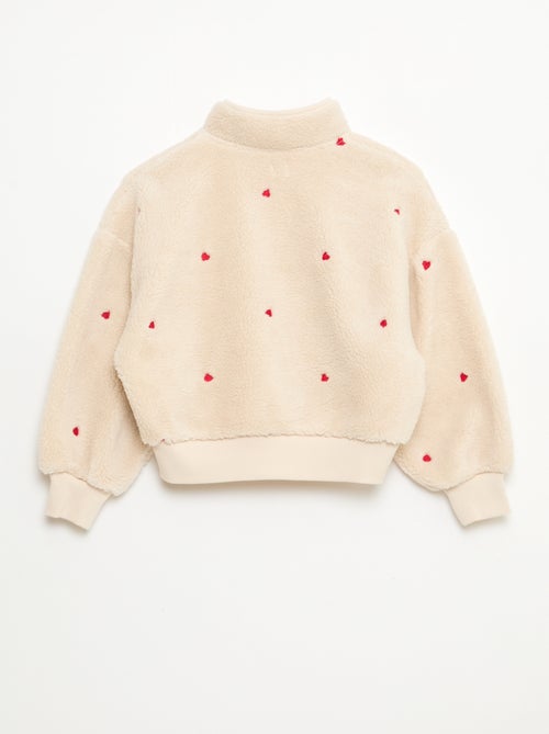 Sweat efeito lã de ovelha com bordado - Kiabi