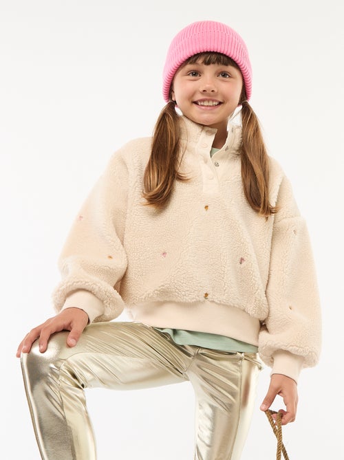 Sweat efeito lã de ovelha com bordado - Kiabi