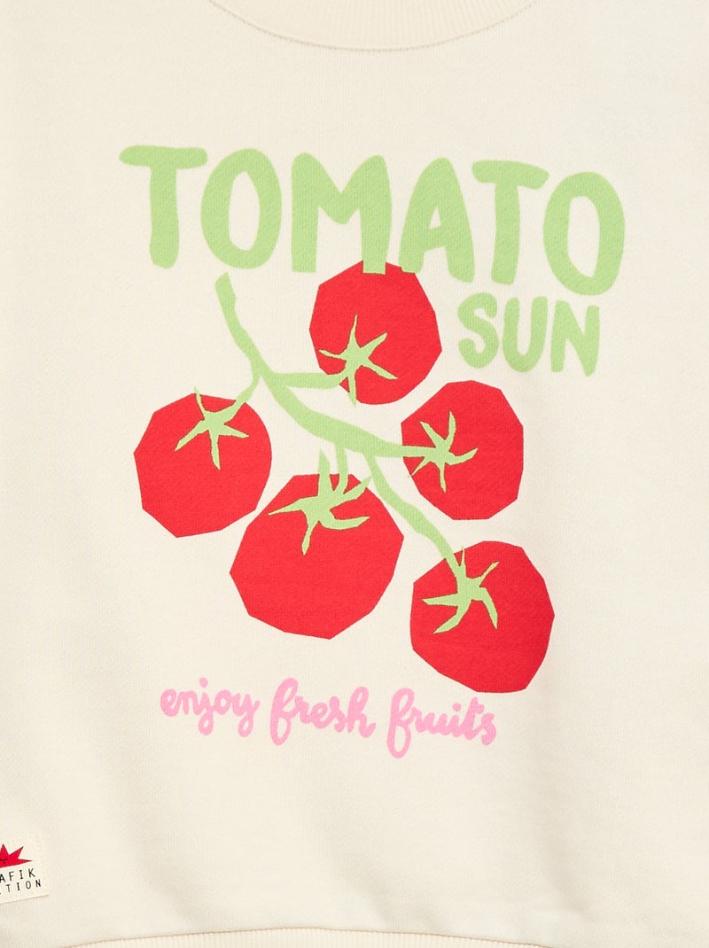 Sweat em French Terry com estampado frontal Branco - Kiabi