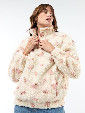 Sweat em malha bouclé com estampado