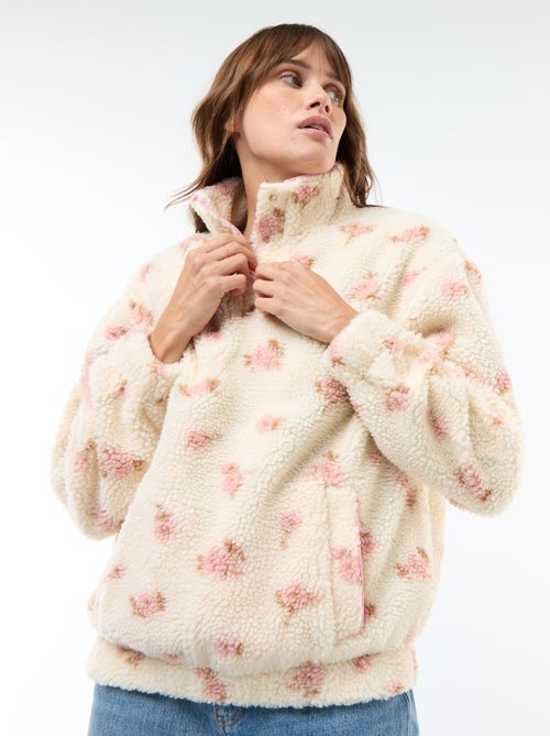 Sweat em malha bouclé com estampado - Kiabi