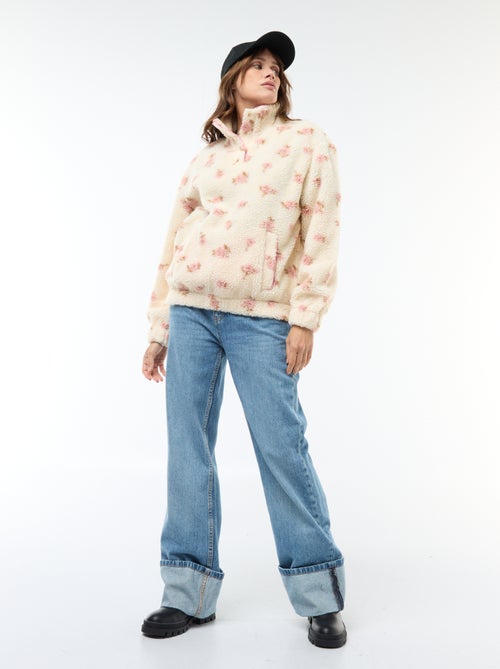 Sweat em malha bouclé com estampado - Kiabi