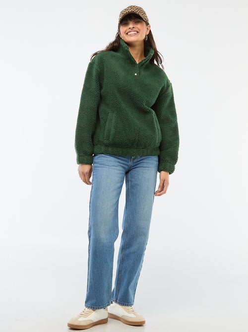 Sweat em malha bouclé com estampado - Kiabi