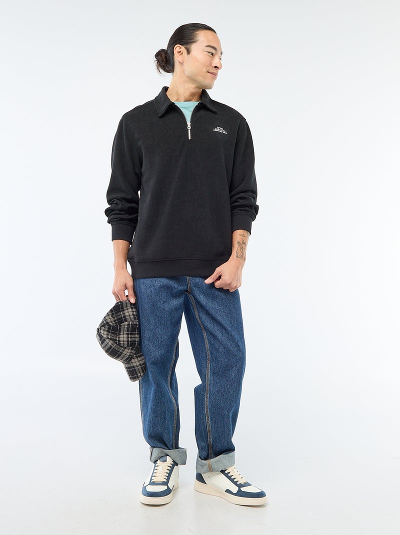 Sweat em material texturizado Preto - Kiabi