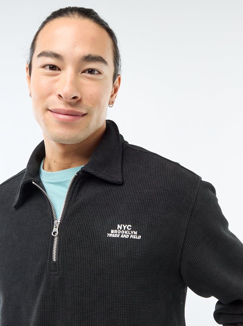 Sweat em material texturizado Preto - Kiabi