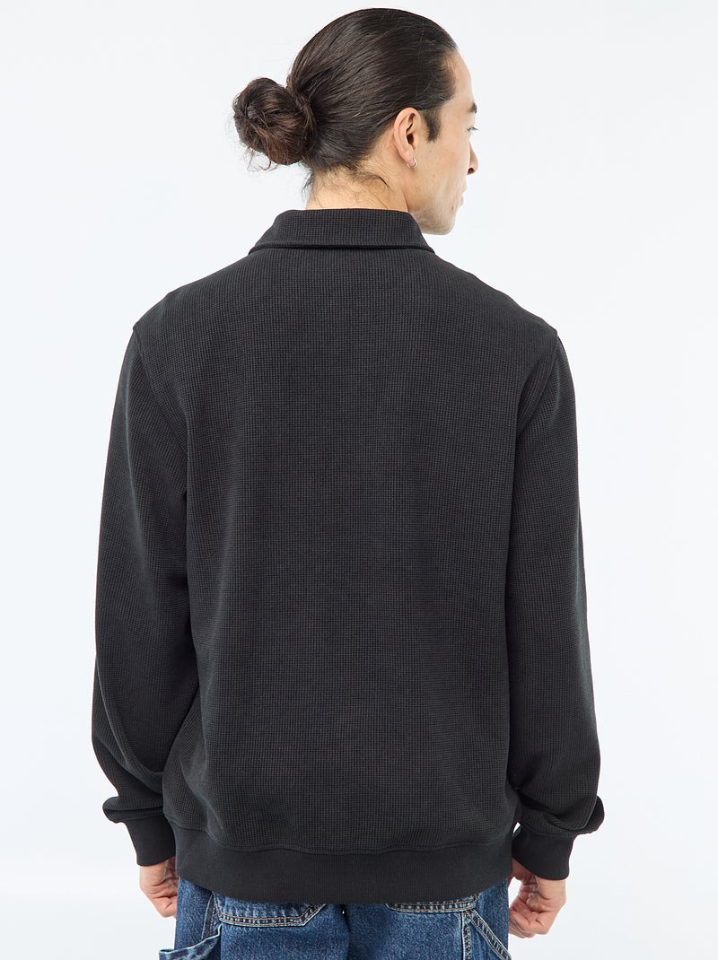 Sweat em material texturizado Preto - Kiabi