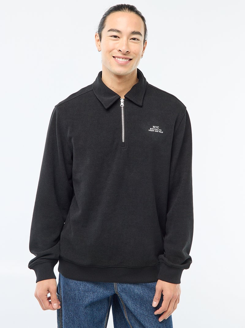 Sweat em material texturizado Preto - Kiabi