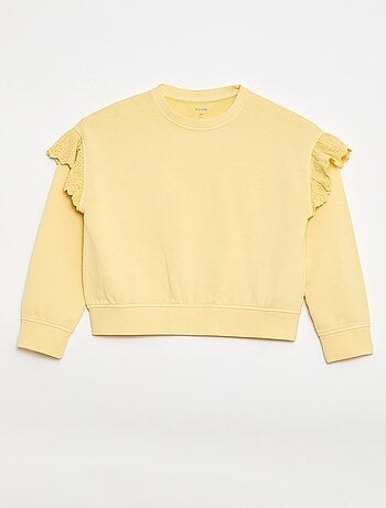 Sweat em moletom com bordados ingleses