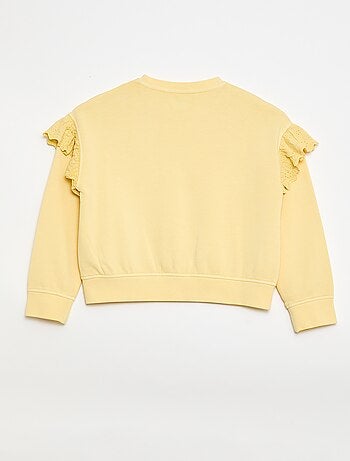 Sweat em moletom com bordados ingleses