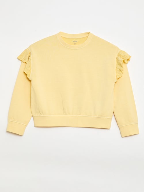Sweat em moletom com bordados ingleses - Kiabi