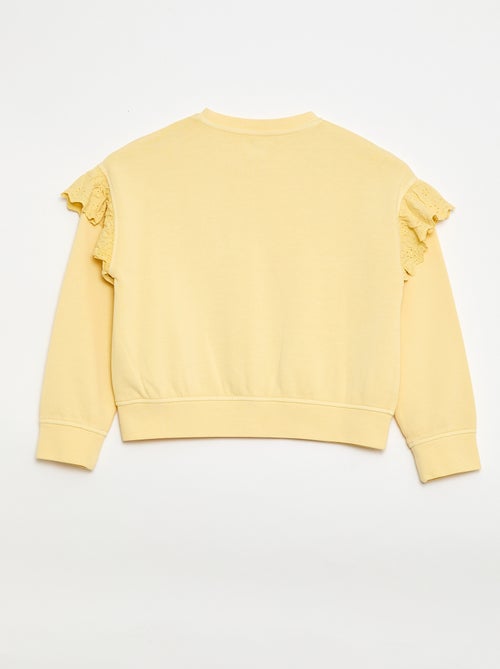 Sweat em moletom com bordados ingleses - Kiabi