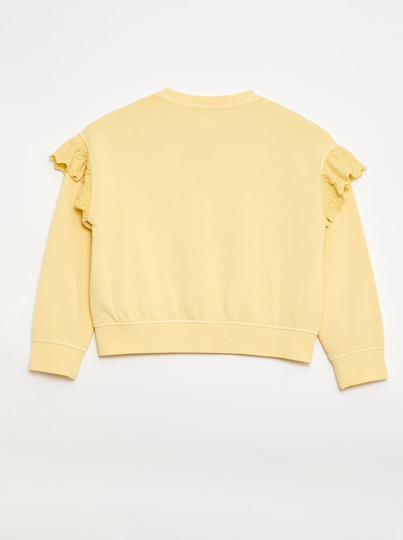 Sweat em moletom com bordados ingleses Amarelo - Kiabi