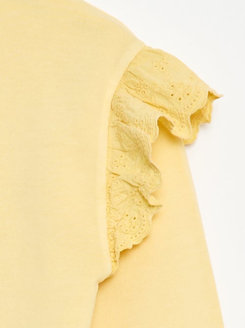 Sweat em moletom com bordados ingleses - Kiabi