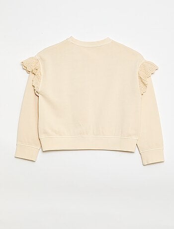 Sweat em moletom com bordados ingleses
