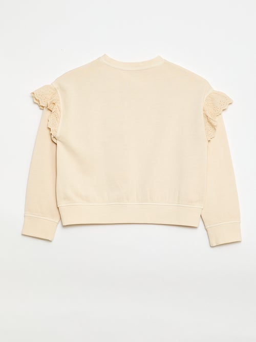 Sweat em moletom com bordados ingleses - Kiabi