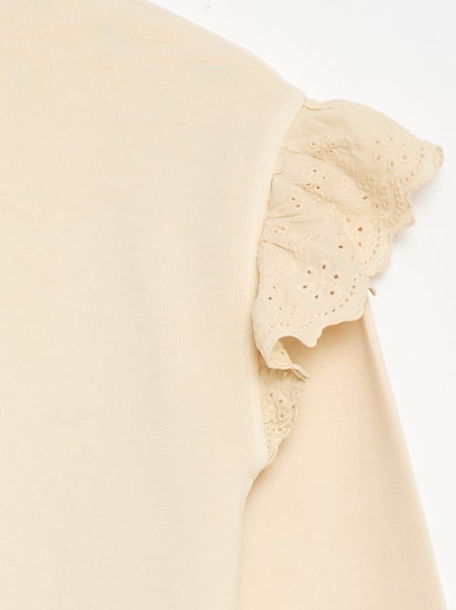 Sweat em moletom com bordados ingleses - Kiabi