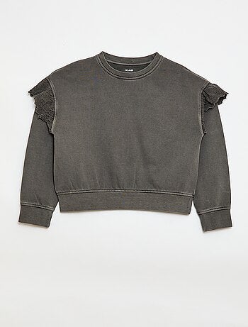 Sweat em moletom com bordados ingleses