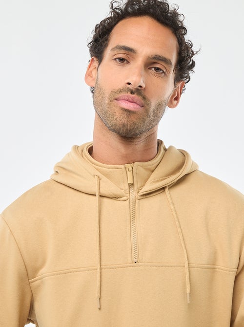 Sweat em moletom com capuz e abertura com zíper no colarinho - Kiabi