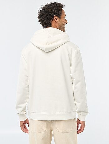 Sweat de moletom com capuz e abertura com zíper no colarinho