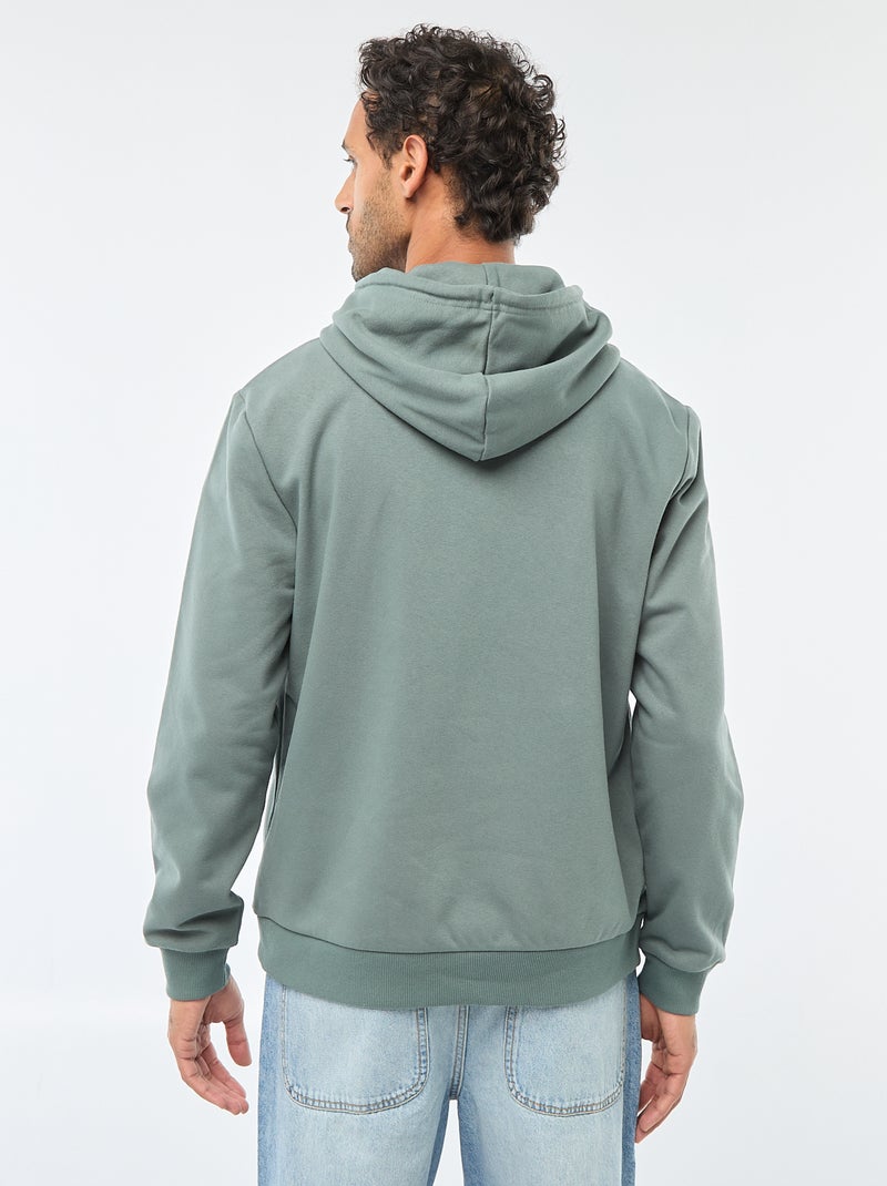 Sweat em moletom com capuz e abertura com zíper no colarinho Verde - Kiabi