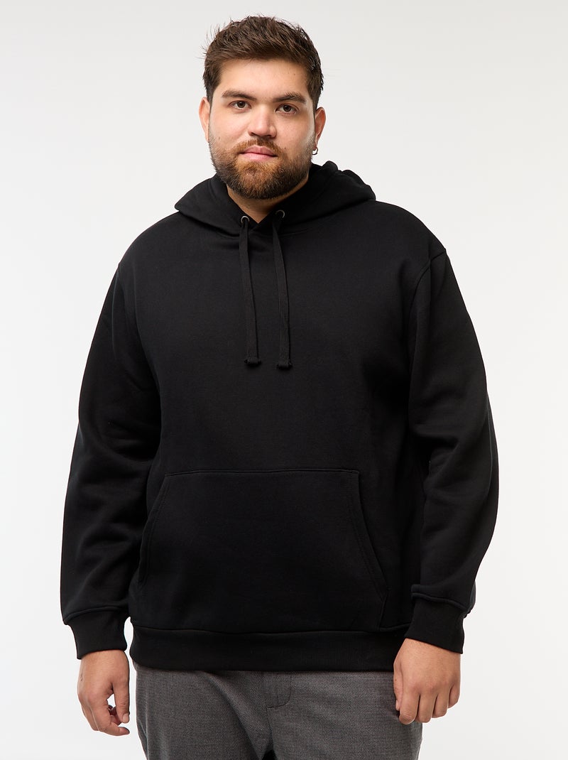 Sweat em moletom com capuz e bolso canguru Preto - Kiabi