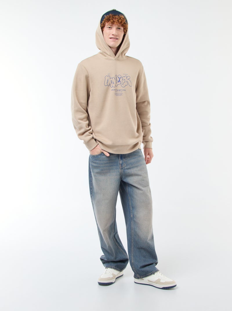 Sweat em moletom com estampado Bege - Kiabi