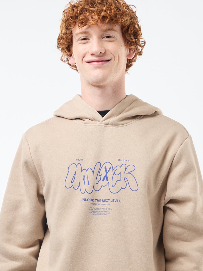 Sweat em moletom com estampado Bege - Kiabi
