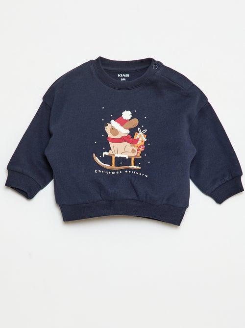 Sweat em moletom com estampado na frente - Kiabi