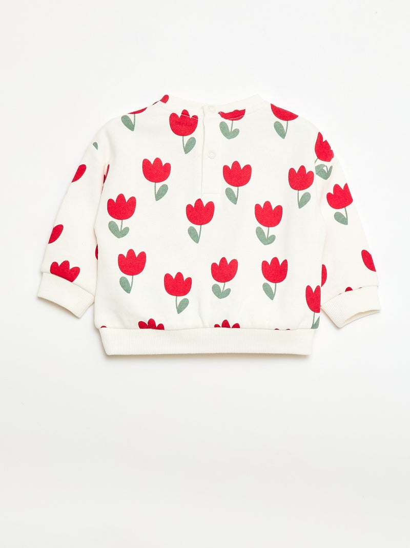 Sweat em moletom com padrão Branco - Kiabi