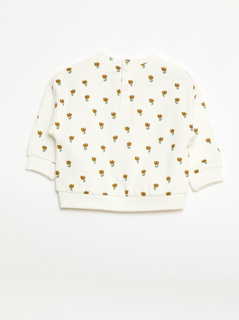 Sweat em moletom com padrão Branco - Kiabi