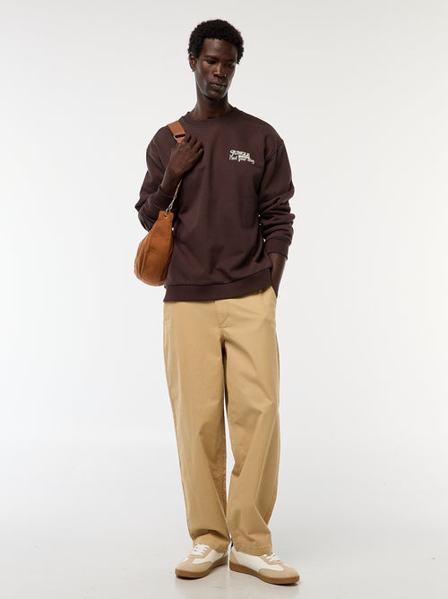 Sweat em moletom de gola redonda com estampado frente e verso - Kiabi