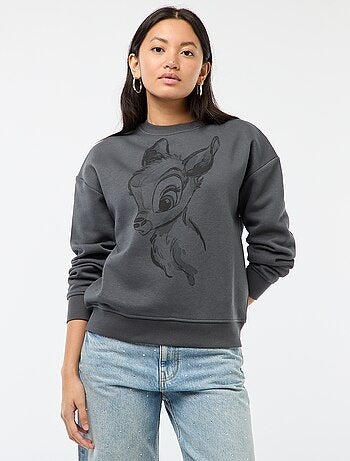 Sweat em moletom estampado 'Bambi'