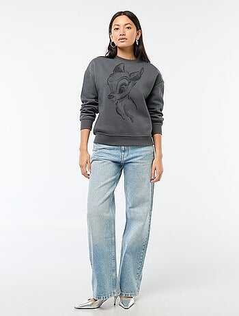 Sweat em moletom estampado 'Bambi'