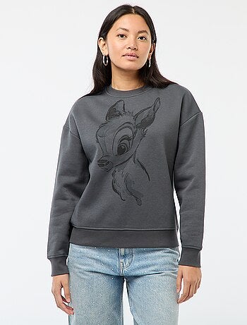 Sweat em moletom estampado 'Bambi'