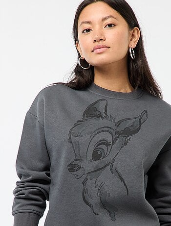 Sweat em moletom estampado 'Bambi'