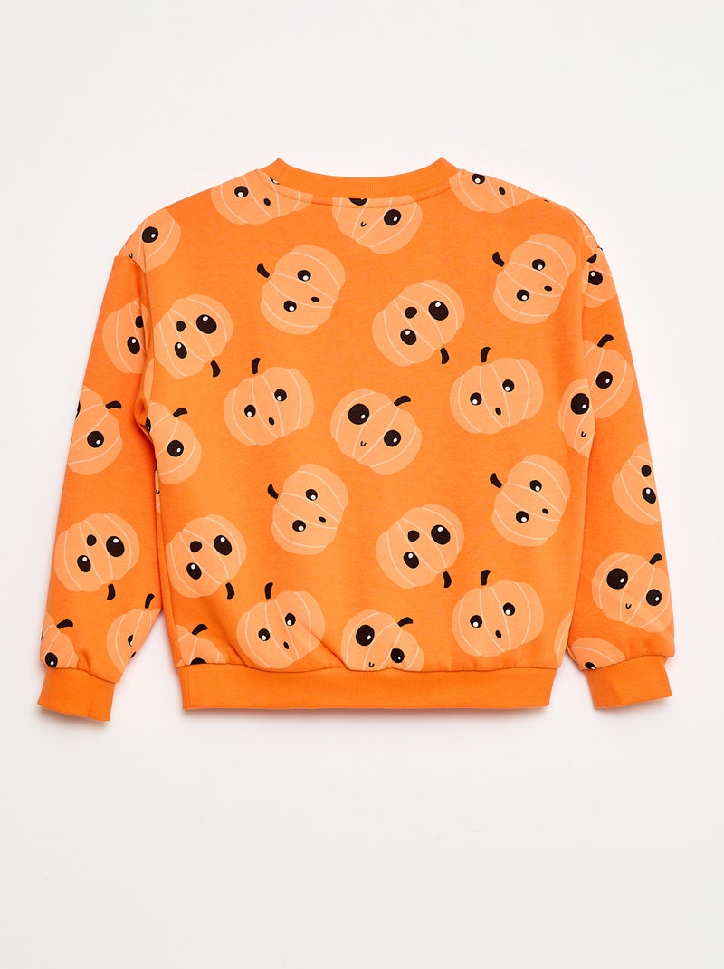 Sweat em moletom estampado 'Halloween' Laranja - Kiabi