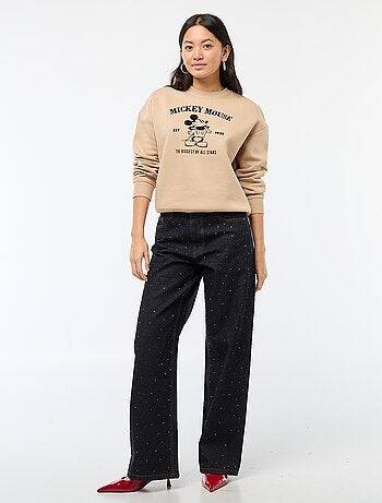 Sweat em moletom estampado 'Mickey'