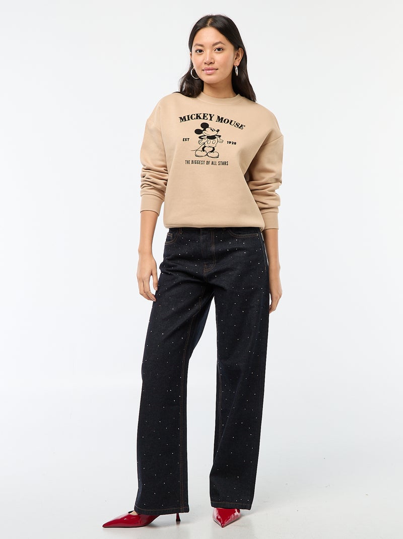 Sweat em moletom estampado 'Mickey' Bege - Kiabi