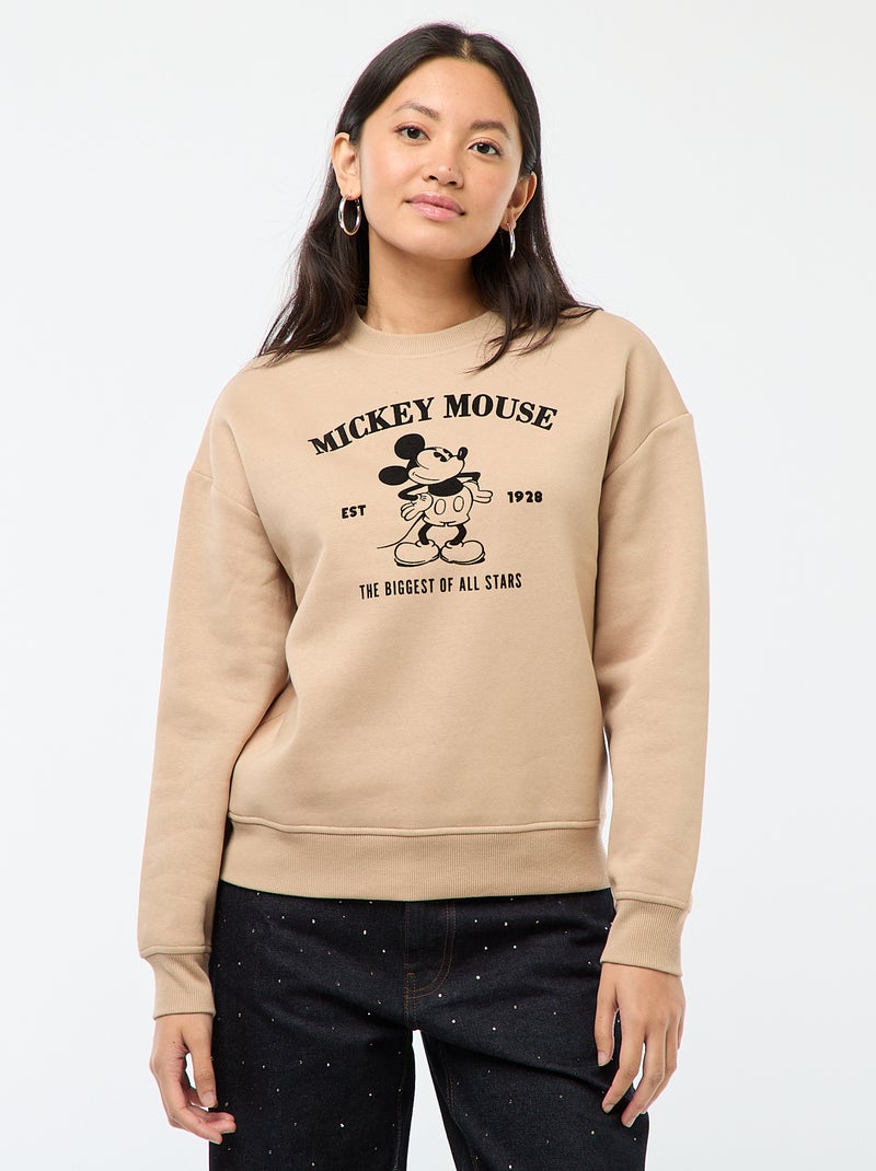 Sweat em moletom estampado 'Mickey' Bege - Kiabi