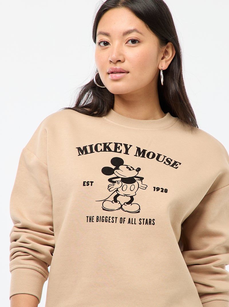 Sweat em moletom estampado 'Mickey' Bege - Kiabi