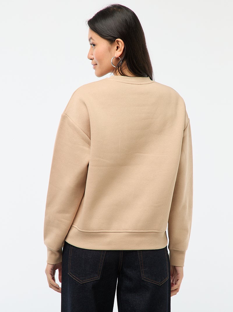 Sweat em moletom estampado 'Mickey' Bege - Kiabi