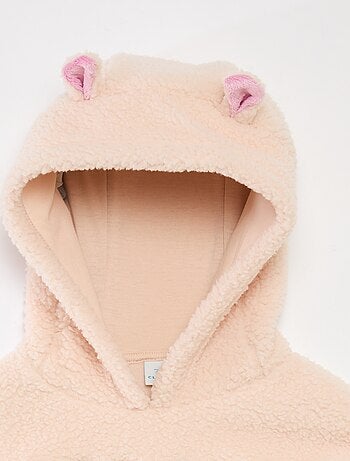 Sweat em polar 'Stitch' com capuz com orelhas