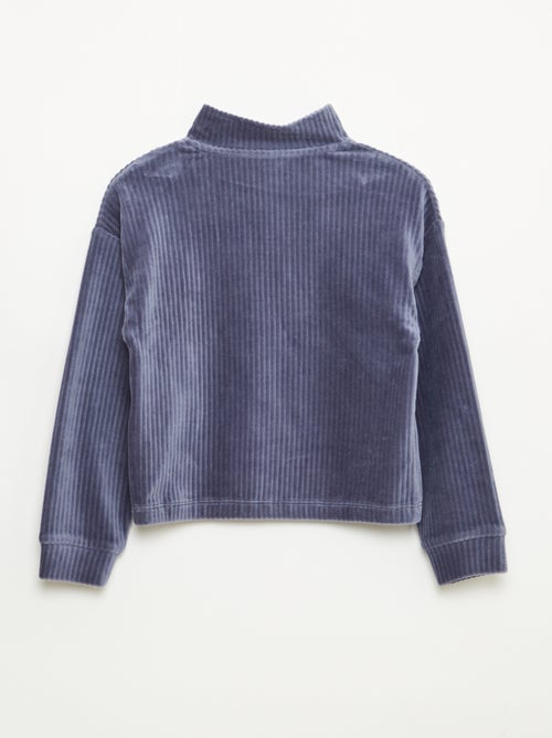 Sweat em veludo cotelê com gola alta com zíper - Kiabi