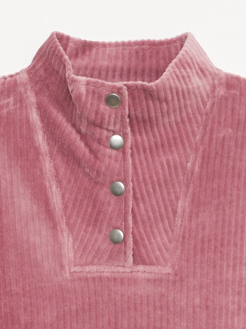 Sweat em veludo cotelê com gola alta Rosa - Kiabi